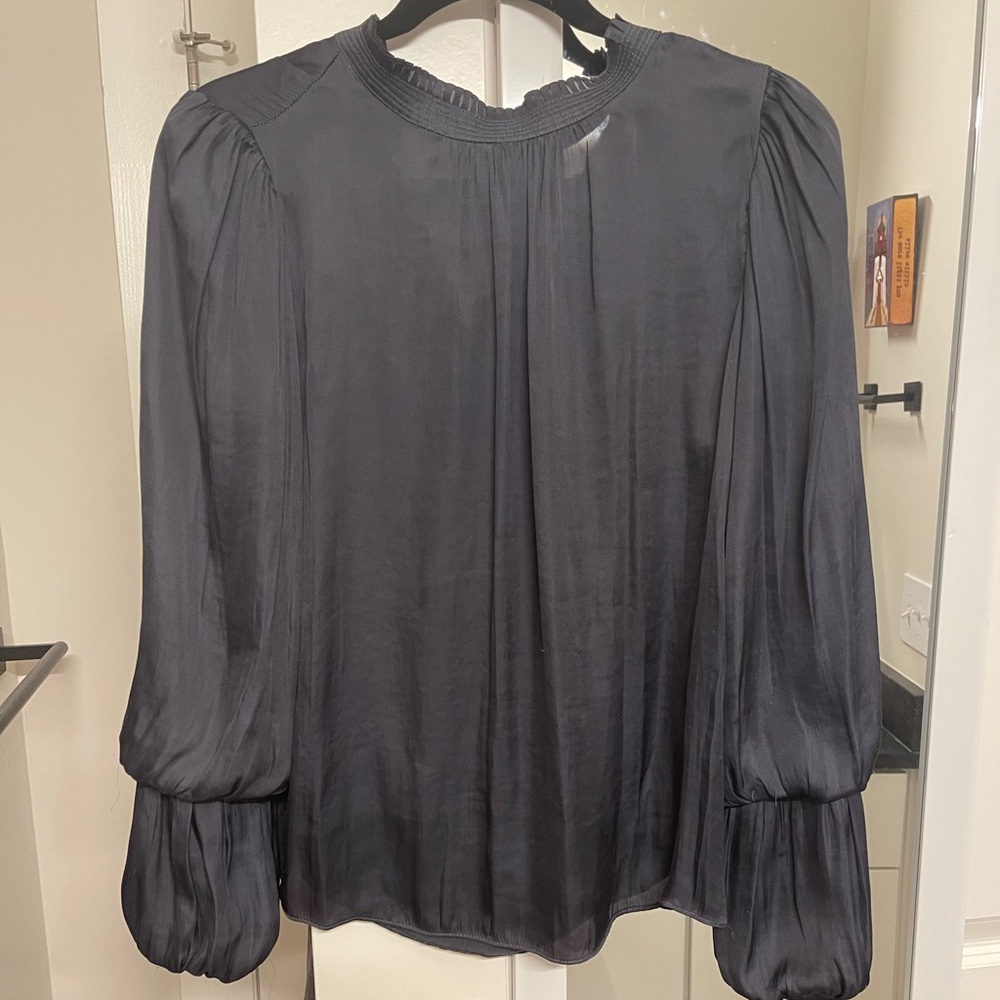 Current Air Navy Silk Blouse - Size Small
